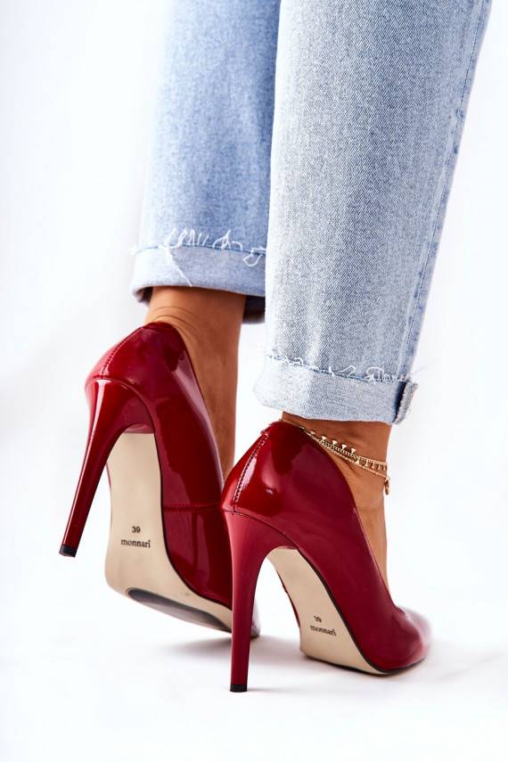 su lako efektu aukštakulniai bateliai smailiomis nosytėmis Monnari 0220-005 raudonos spalvos