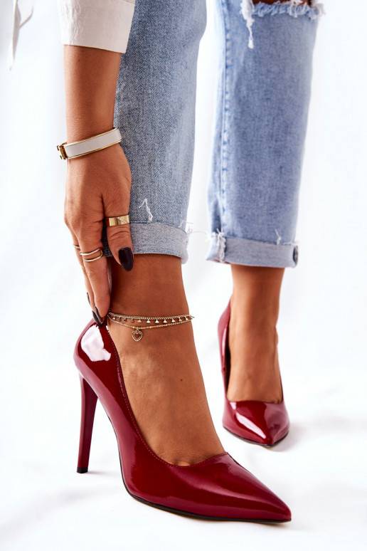 su lako efektu aukštakulniai bateliai smailiomis nosytėmis Monnari 0220-005 raudonos spalvos