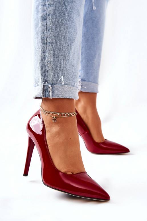 su lako efektu aukštakulniai bateliai smailiomis nosytėmis Monnari 0220-005 raudonos spalvos