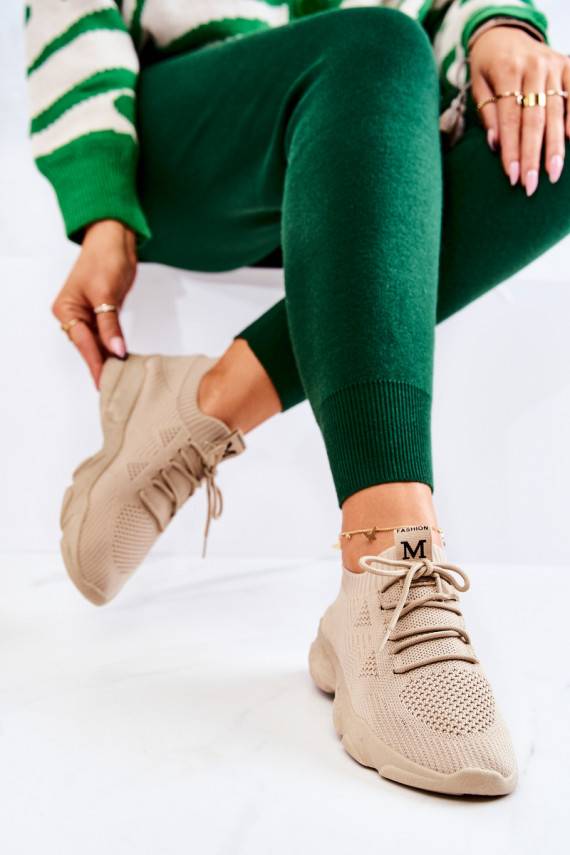 Sportinio stiliaus batai Sneakers modelio batai medžiaginės smėlio spalvos Nolene