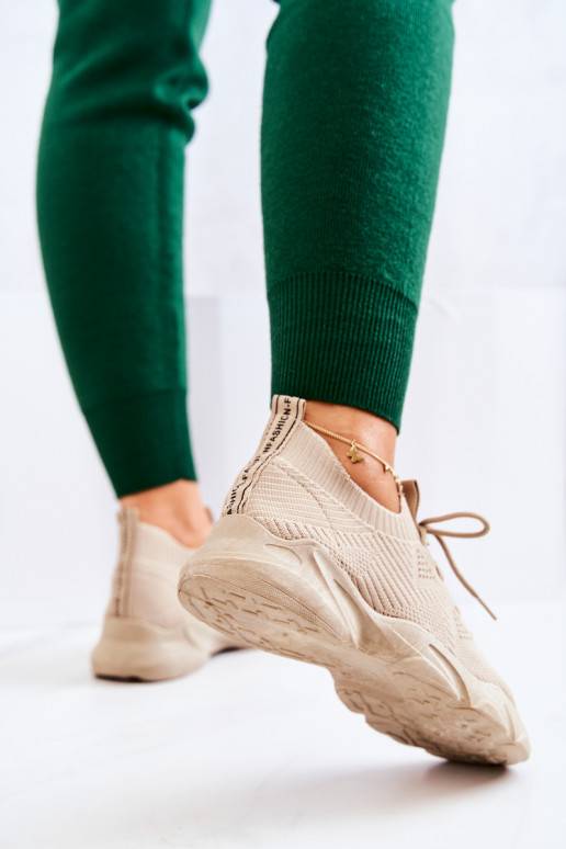 Sportinio stiliaus batai Sneakers modelio batai medžiaginės smėlio spalvos Nolene