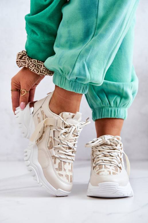Sneakers modelio batai su madingais masyviais padais smėlio spalvos Your Style