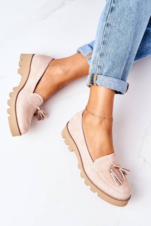 iš zomšos Mokasinai Lewski Shoes 3053 kapučino spalvos