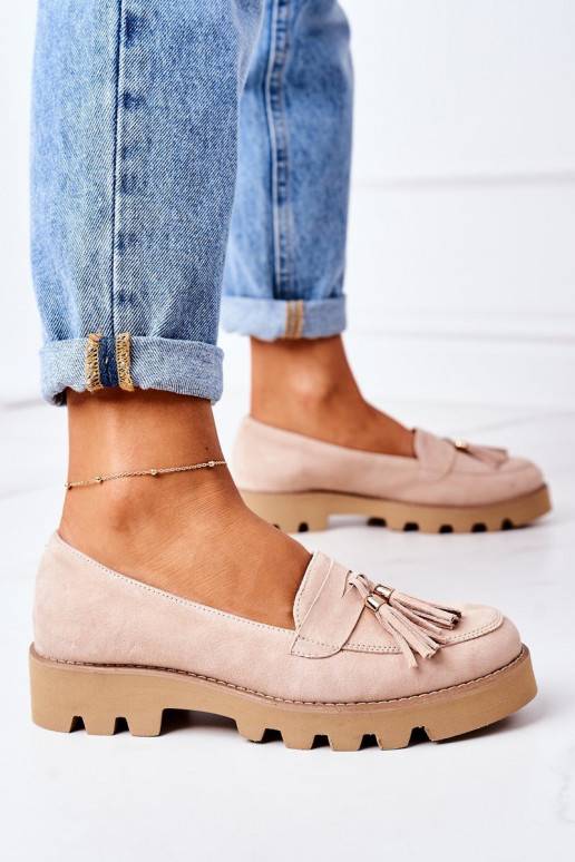 iš zomšos Mokasinai Lewski Shoes 3053 kapučino spalvos