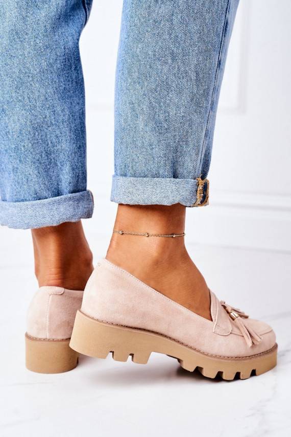 iš zomšos Mokasinai Lewski Shoes 3053 kapučino spalvos