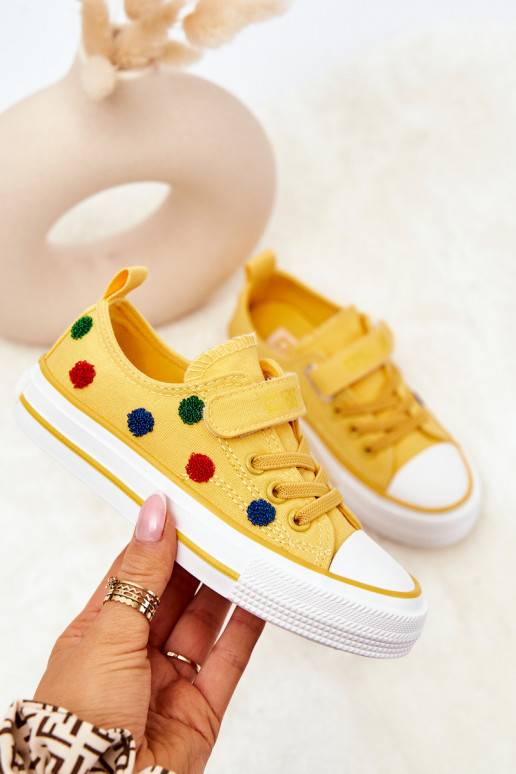 Vaikiški laisvalaikio batai su lipniais užsegimais BIG STAR JJ374056 geltonos spalvos