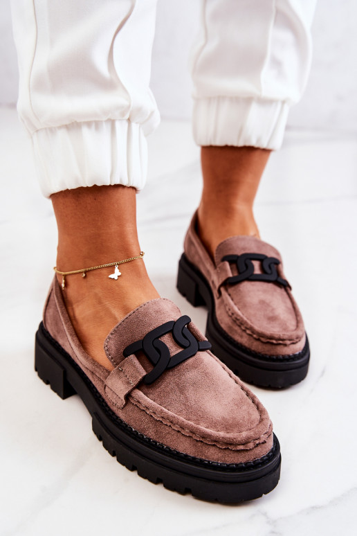 iš zomšos batai  su ornamentais La.Fi kapučino spalvos Laurene