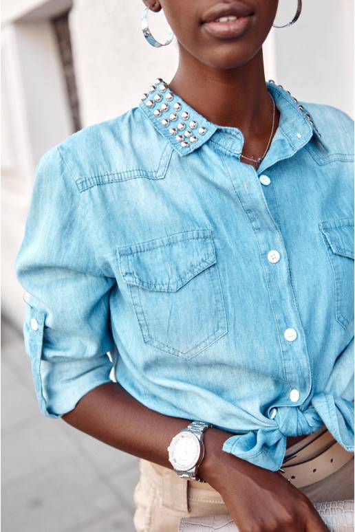 Marškiniai iš džinso medžiagos su kniedėmis