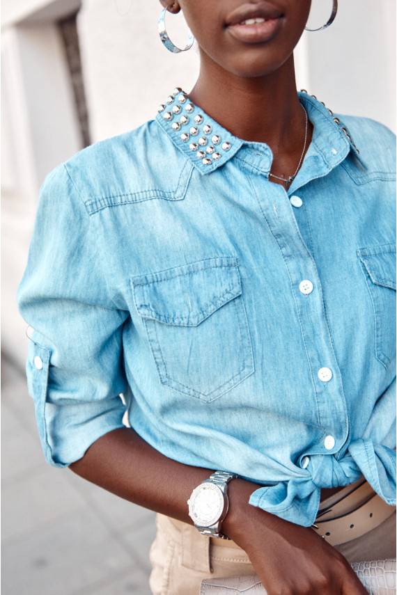 Marškiniai iš džinso medžiagos su kniedėmis