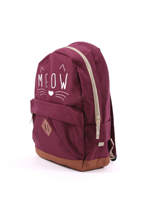 Kuprinė Retro Meow tamsiai raudonos spalvos