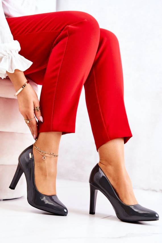 Bateliai   su lako efektu su kulniukais pilkos spalvos Campbell