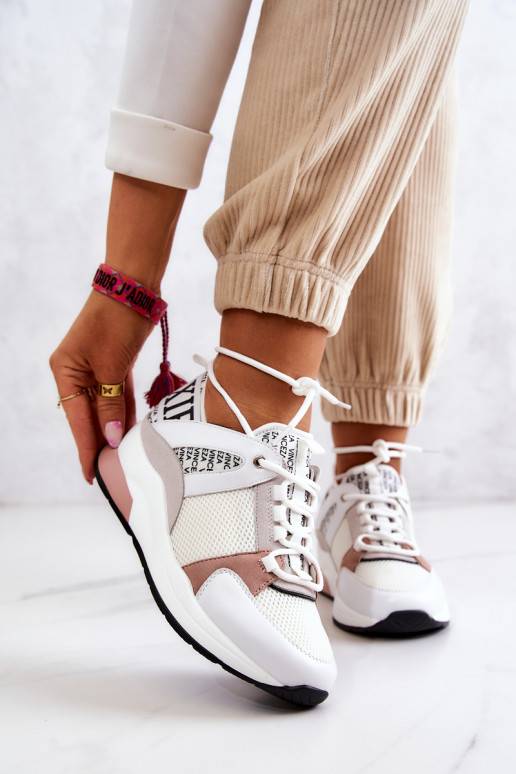 Sportinio stiliaus batai Sneakers modelio batai su platforma baltos spalvos Lorey