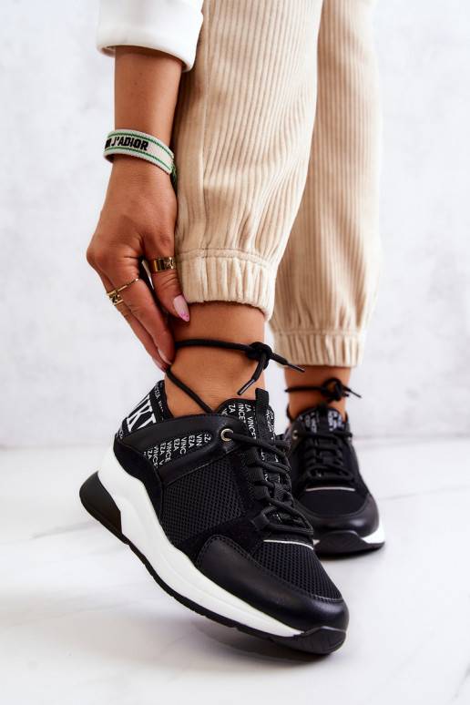 Sportinio stiliaus batai Sneakers modelio batai su platforma juodos spalvos Lorey