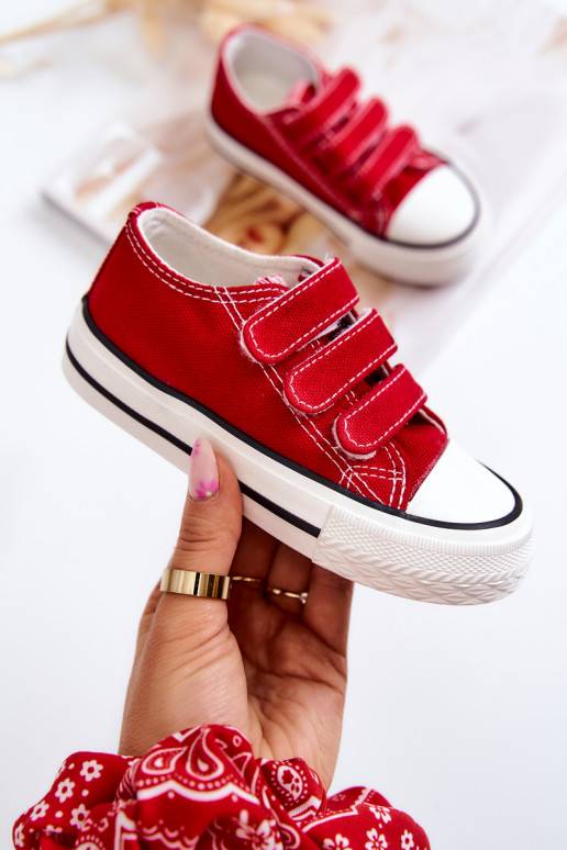 Vaikiški laisvalaikio batai su lipniais užsegimais raudonos spalvos Bernie