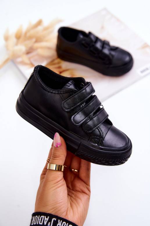Vaikiški   Sportbačiai laisvalaikio batai su lipniais užsegimais juodos spalvos Foster