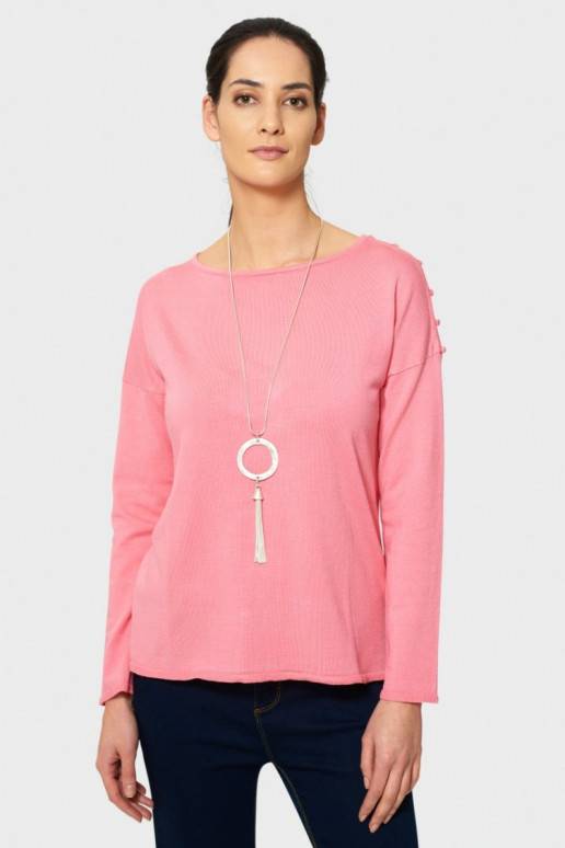 Rausvas megztinis su dekoruotomis...