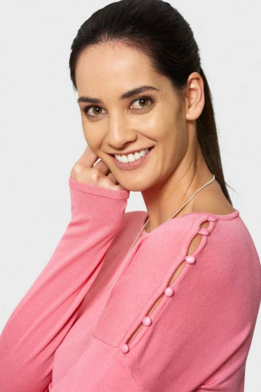 Rausvas megztinis su dekoruotomis...