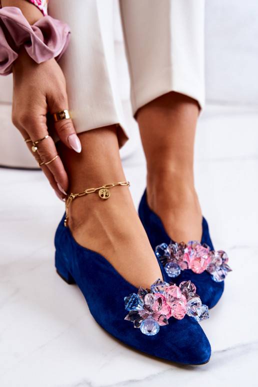 Elegantiško stiliaus iš zomšos batai su ornamentais tamsiai mėlynos spalvos McQueen