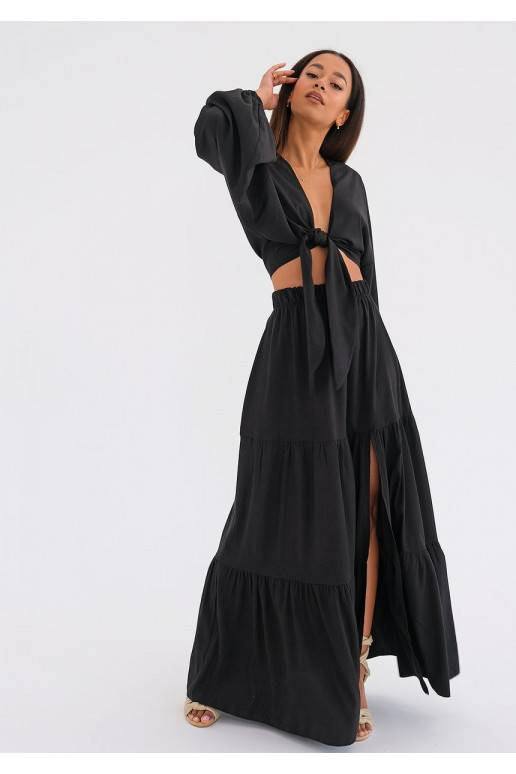 Rosy - boho stiliaus sijonas juodos spalvos