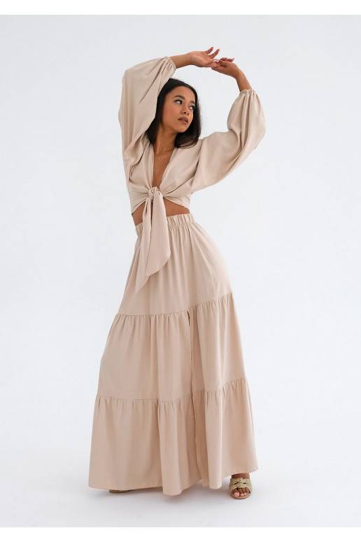 Rosy - boho stiliaus sijonas smėlio spalvos