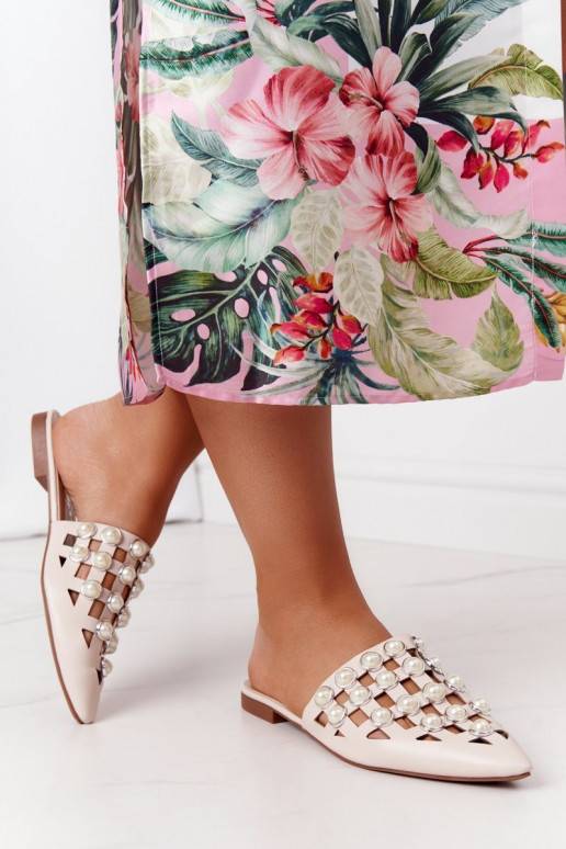 Šlepetės su auliuku I Perłami smėlio spalvos Ripple