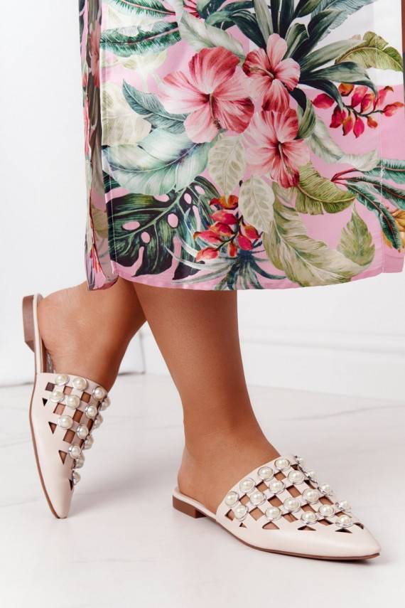 Šlepetės su auliuku I Perłami smėlio spalvos Ripple