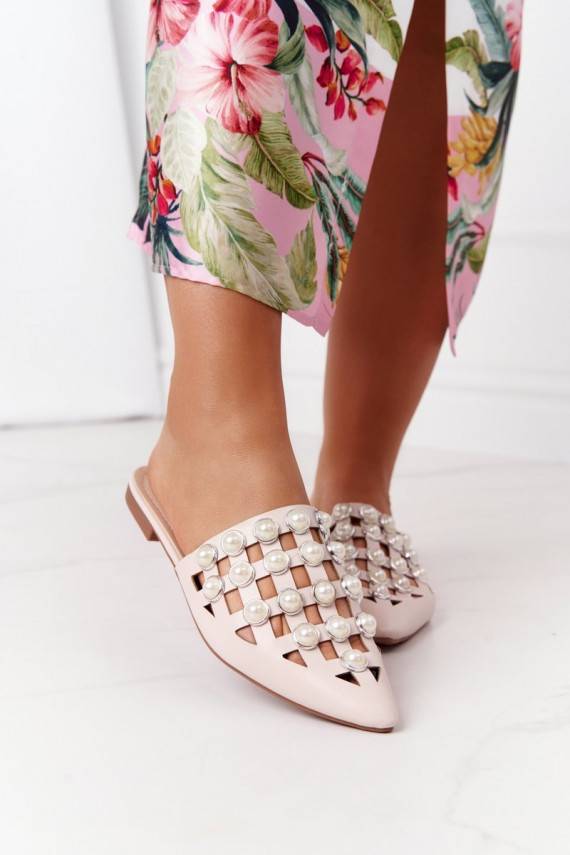 Šlepetės su auliuku I Perłami smėlio spalvos Ripple