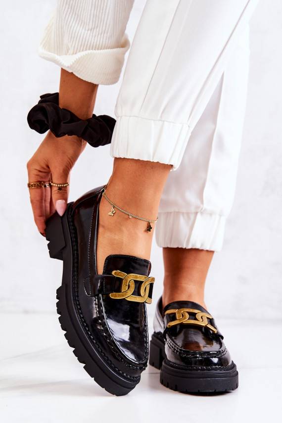 su lako efektu batai  su ornamentais La.Fi juodos spalvos Laurene