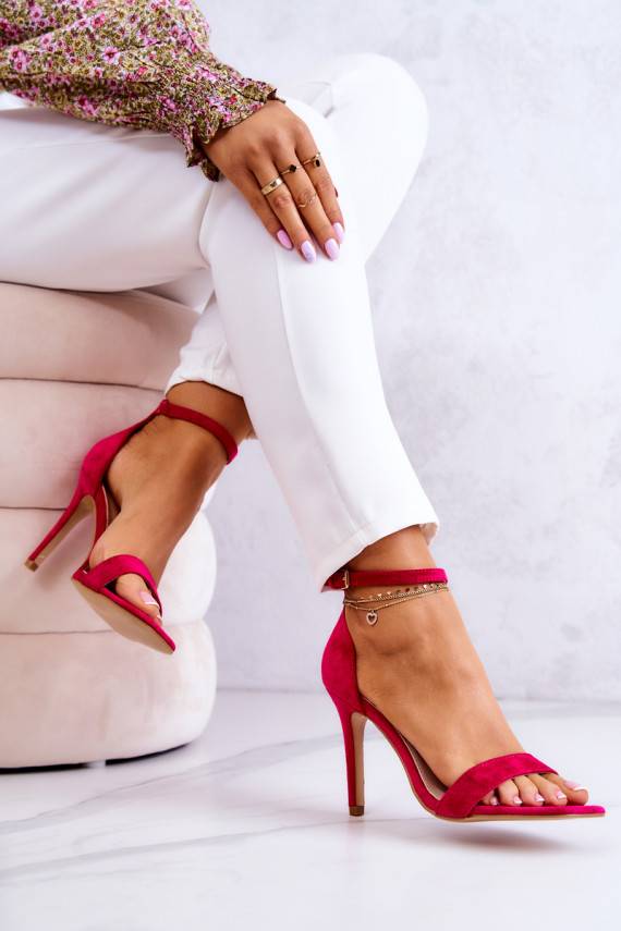 Moteriškos basutės su plonais kulniukais iš zomšos rožinės spalvos Massimo