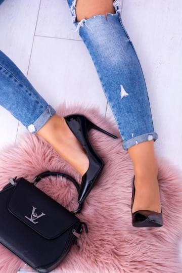 su lako efektu aukštakulniai bateliai smailiomis nosytėmis Lu Boo juodos spalvos 2