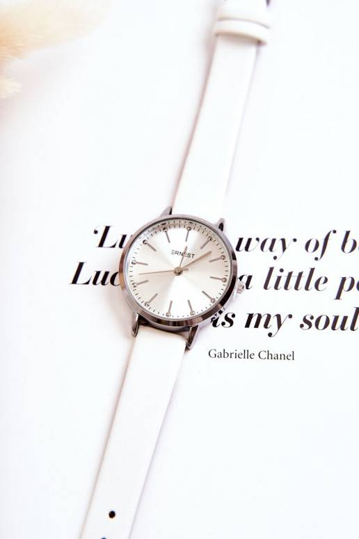 Moteriškas laikrodis be nikelio Ernest baltos spalvos