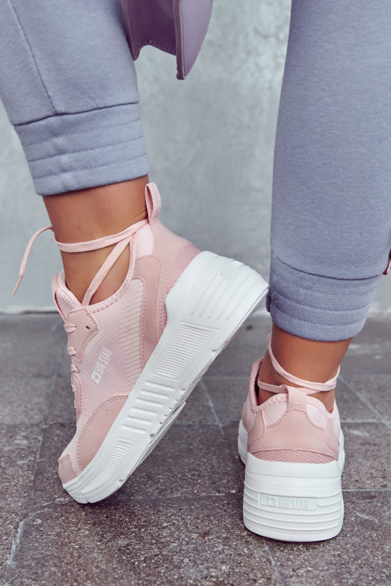 Madingi Sneakers modelio batai sportiniai bateliai Big Star JJ274595 rožinės spalvos