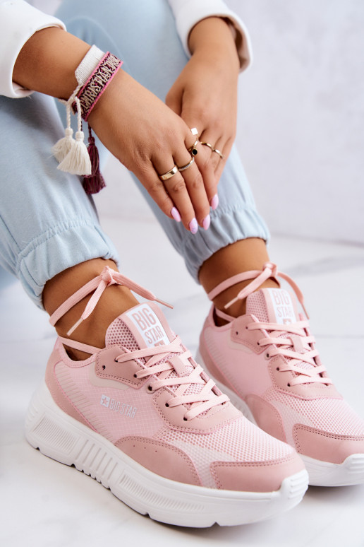 Madingi Sneakers modelio batai sportiniai bateliai Big Star JJ274595 rožinės spalvos