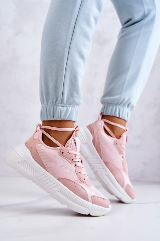 Madingi Sneakers modelio batai sportiniai bateliai Big Star JJ274595 rožinės spalvos
