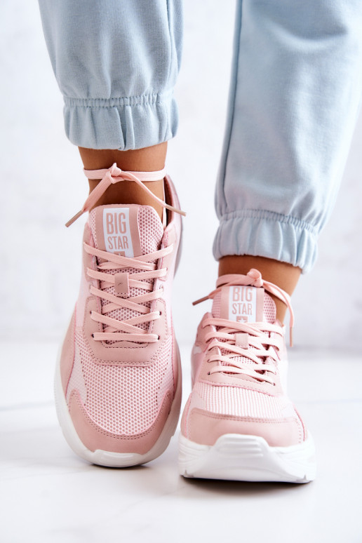 Madingi Sneakers modelio batai sportiniai bateliai Big Star JJ274595 rožinės spalvos