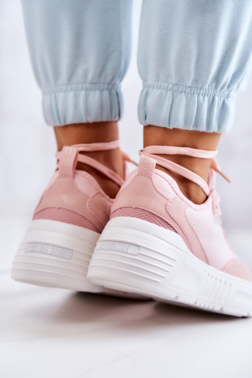 Madingi Sneakers modelio batai sportiniai bateliai Big Star JJ274595 rožinės spalvos