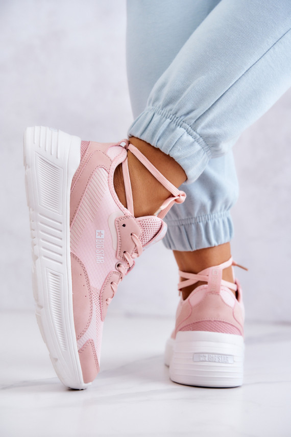 Madingi Sneakers modelio batai sportiniai bateliai Big Star JJ274595 rožinės spalvos