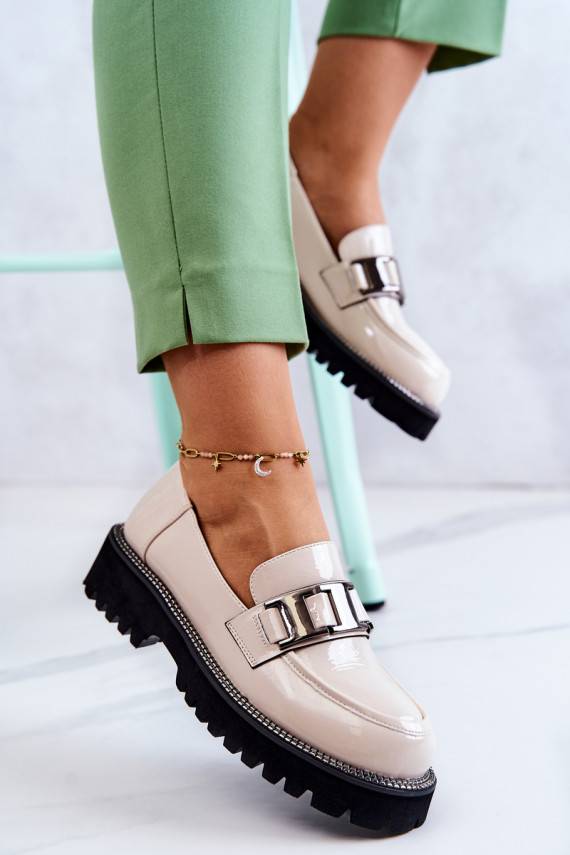 Batai su lako efektu dramblio kaulo spalvos Corine