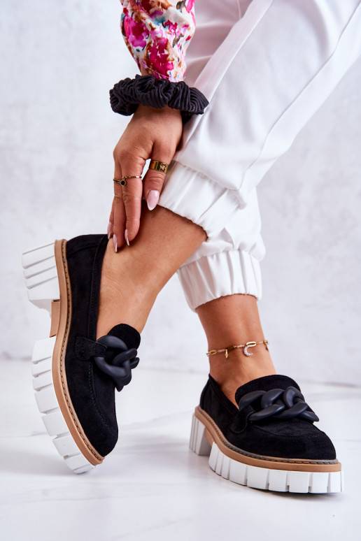 Batai iš zomšos   su ornamentais juodos spalvos Talisa