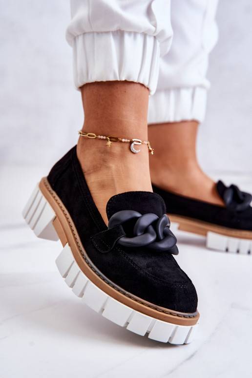 Batai iš zomšos   su ornamentais juodos spalvos Talisa