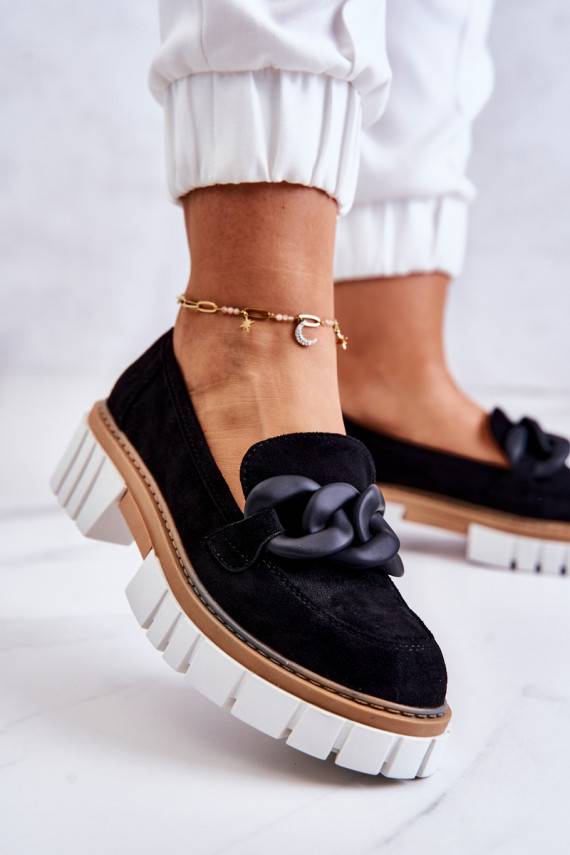 Batai iš zomšos   su ornamentais juodos spalvos Talisa