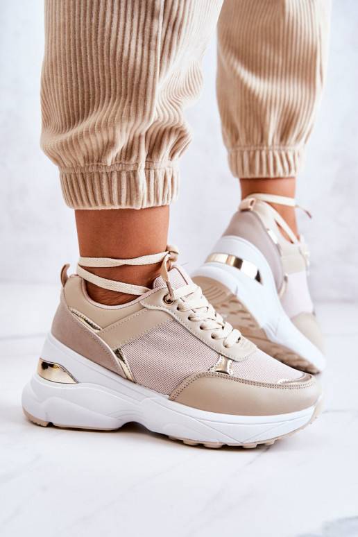   Blizgantys sportiniai bateliai su platforma smėlio spalvos Activity