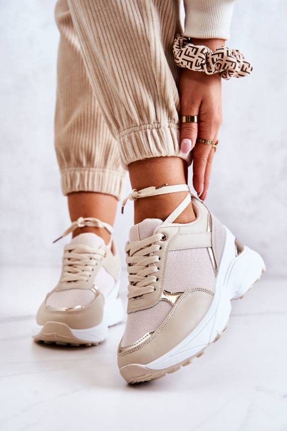 Blizgantys sportiniai bateliai su platforma smėlio spalvos Activity