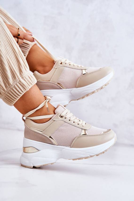   Blizgantys sportiniai bateliai su platforma smėlio spalvos Activity