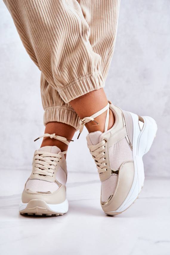   Blizgantys sportiniai bateliai su platforma smėlio spalvos Activity