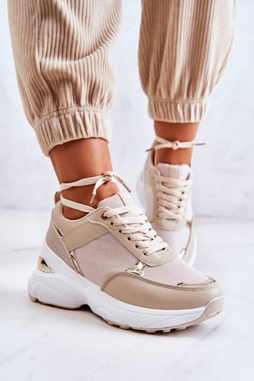   Blizgantys sportiniai bateliai su platforma smėlio spalvos Activity