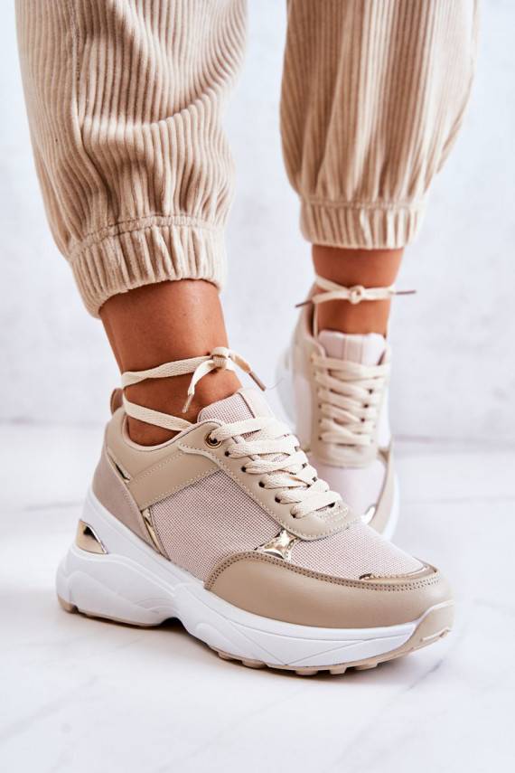   Blizgantys sportiniai bateliai su platforma smėlio spalvos Activity