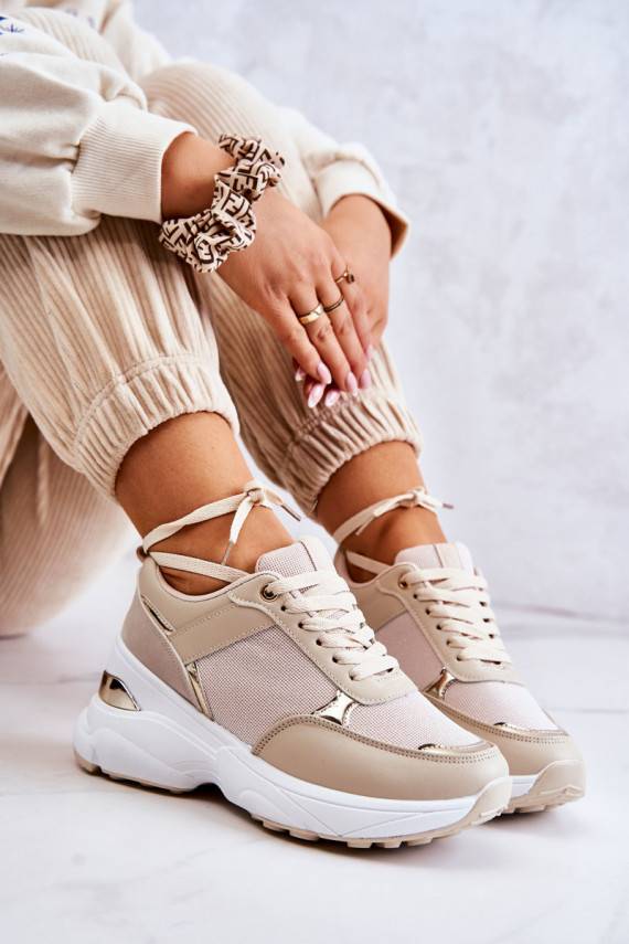   Blizgantys sportiniai bateliai su platforma smėlio spalvos Activity