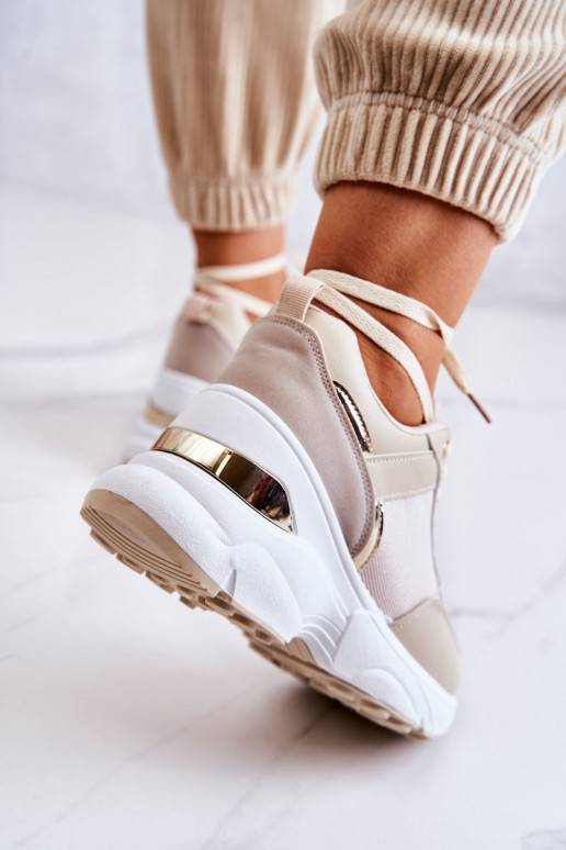   Blizgantys sportiniai bateliai su platforma smėlio spalvos Activity