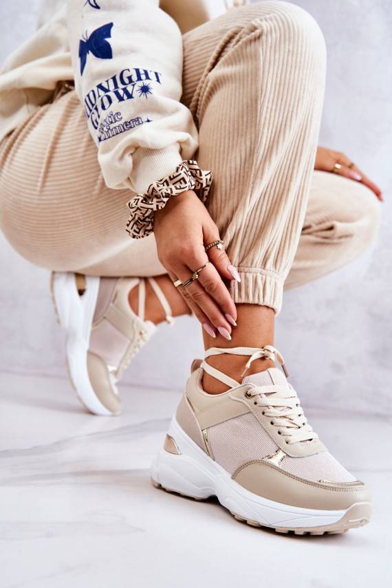   Blizgantys sportiniai bateliai su platforma smėlio spalvos Activity